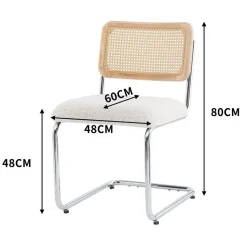 Nordlys - Lot de 2 Chaises de Salle a Manger Industrielles Metal Cannage Rotin
