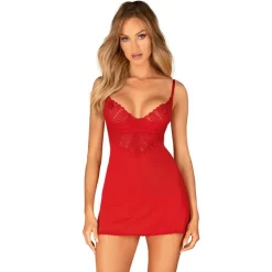 Nuisette babydoll et string rouge