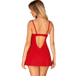 Nuisette babydoll et string rouge