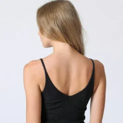 Nuisette courte col V noir en viscose