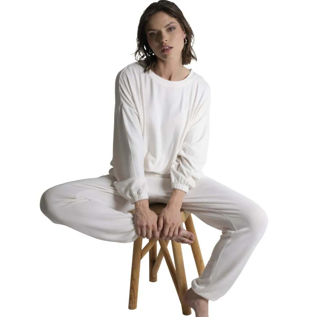 Ocea t-shirt manches longues blanc en viscose