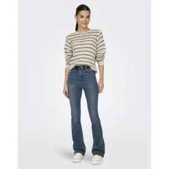 Onlasa Ls Structure O-Neck Noos Knt noir en coton Nell
