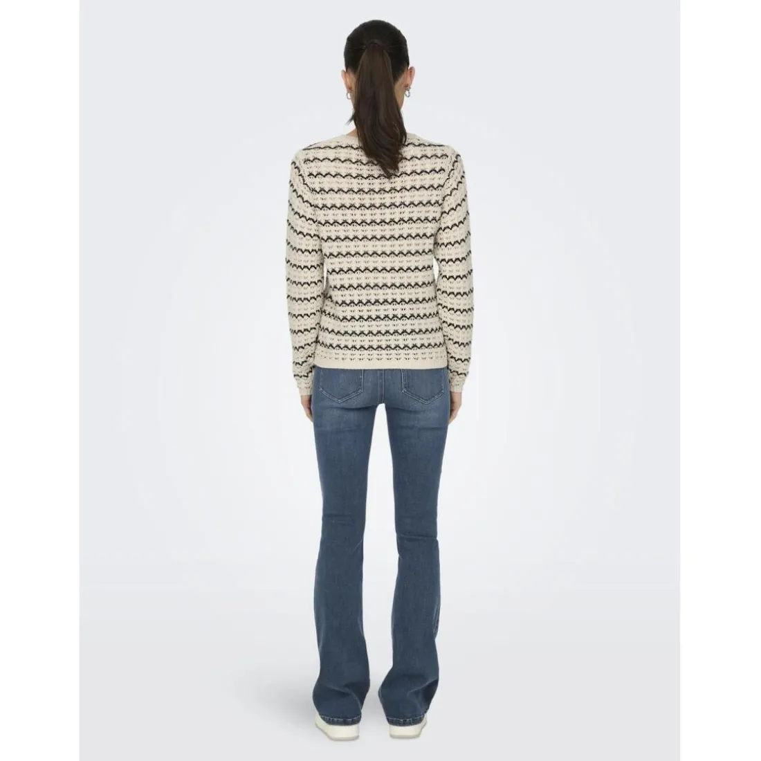 Onlasa Ls Structure O-Neck Noos Knt noir en coton Nell