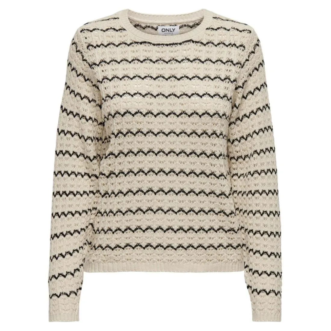 Onlasa Ls Structure O-Neck Noos Knt noir en coton Nell