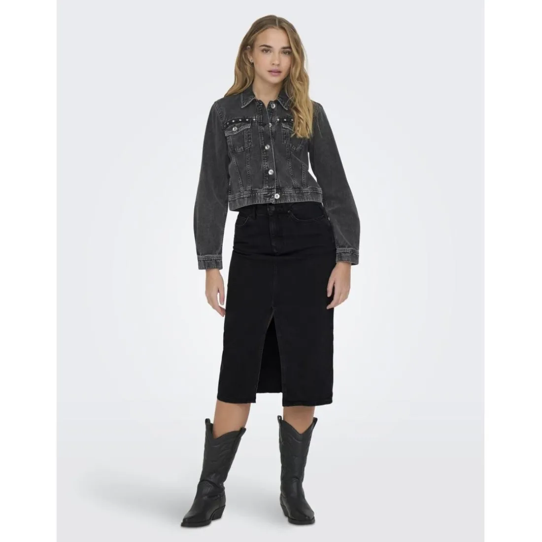 Onlbianca Midi Skirt Dnm Rea Noos en coton Quin