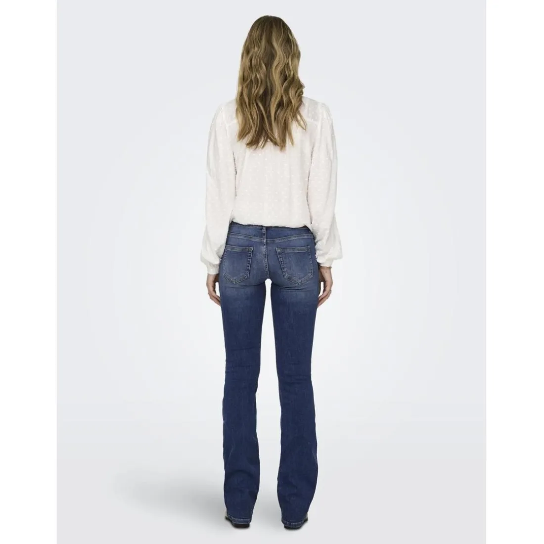 Onlblush Lw Flared Dnm Rea1303 Noos bleu denim en coton Ode