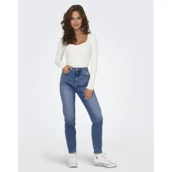Onlemily Stretch Hw St Ak Dnm Cro571Noos bleu denim en coton Mila