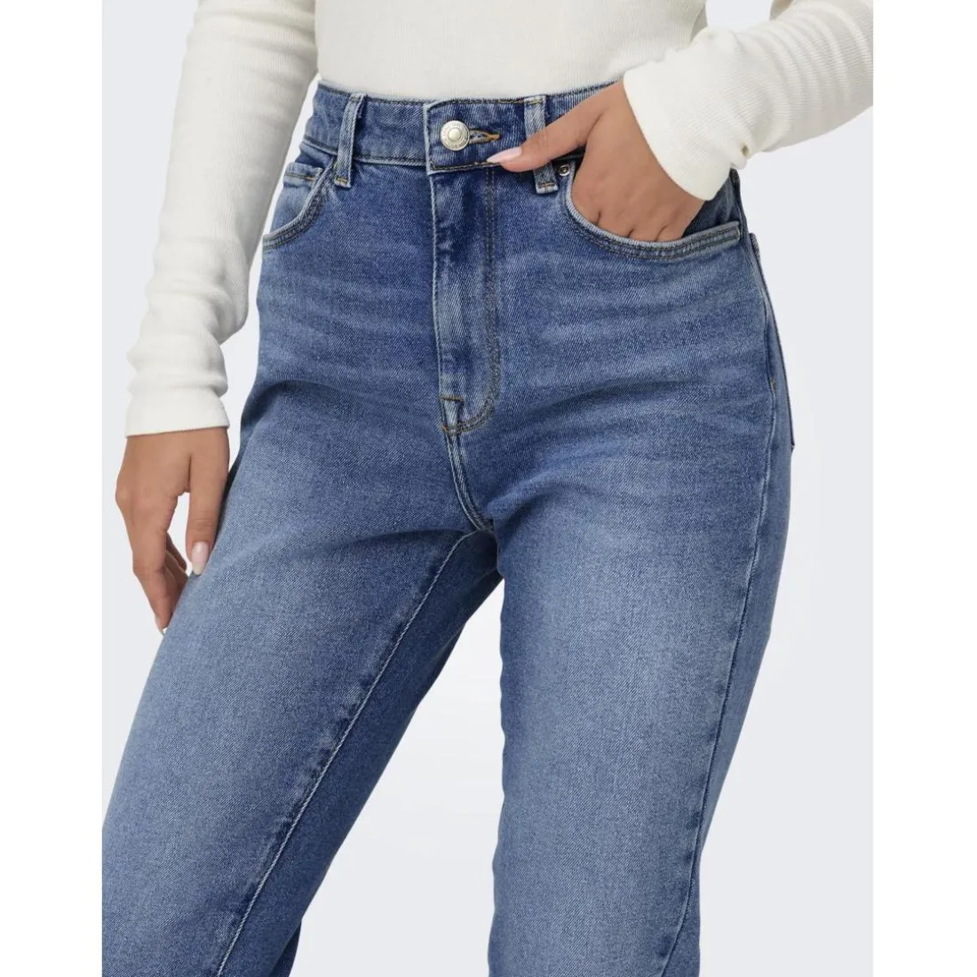 Onlemily Stretch Hw St Ak Dnm Cro571Noos bleu denim en coton Mila
