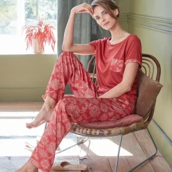 OTTOLONG Pyjama femme motif cachemire