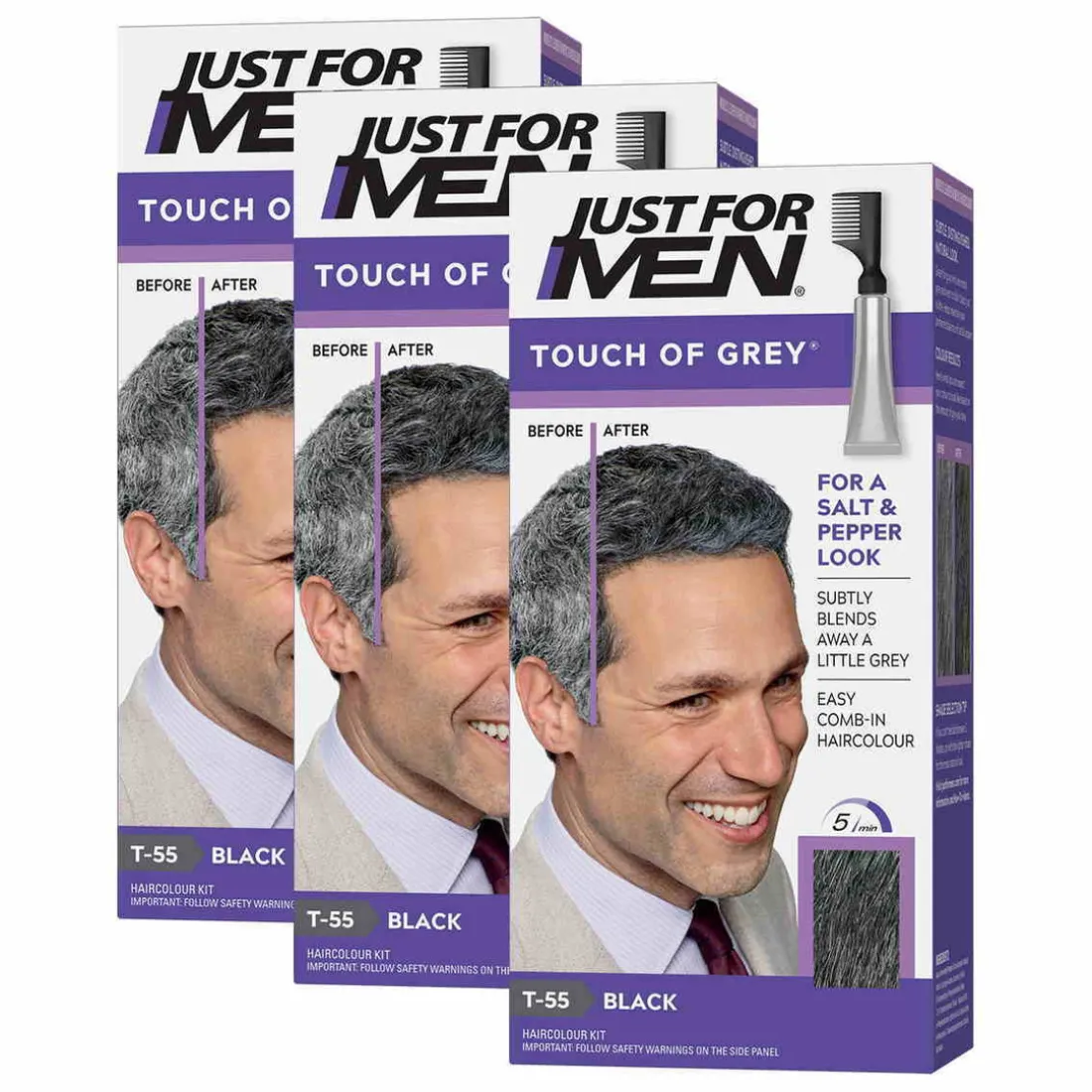 PACK 3 COLORATIONS CHEVEUX - Gris Noir-Just For Men