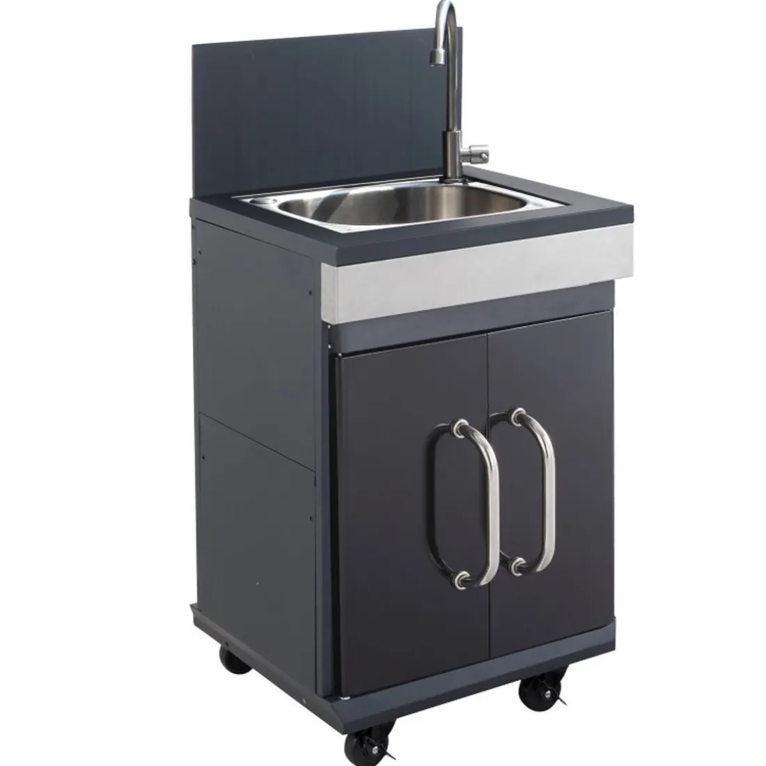 Pack Barbecue gaz FIDGI 4 Brûleurs avec desserte et évier avec Housse et Coffret 3 pièces aimantés