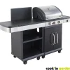 Pack Barbecue gaz FIDGI 3 Brûleurs, réchaud latéral et desserte avec Housse cuisine et Coffret 3 pièces aimantés