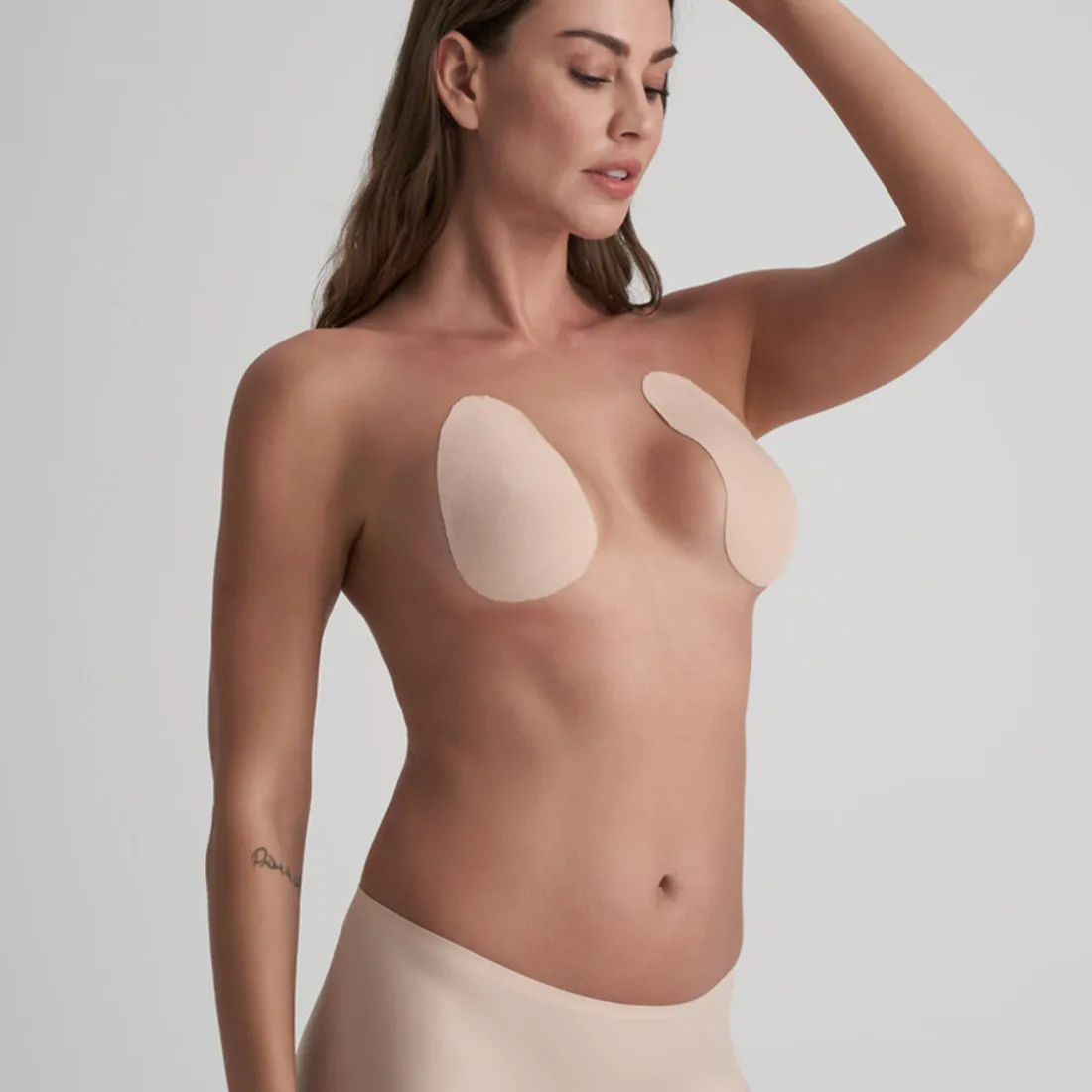 Pack de 3 paires de coques fines adhésives et cache tétons Beige Bye Bra en coton