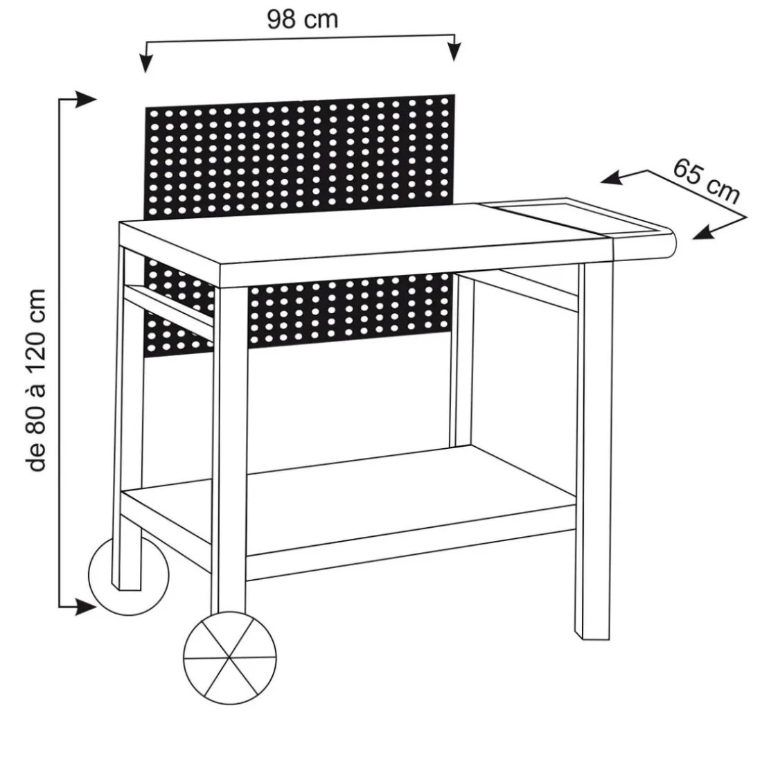 Pack Desserte de jardin REVA avec Housse Barbecue et Plancha Rectangulaire
