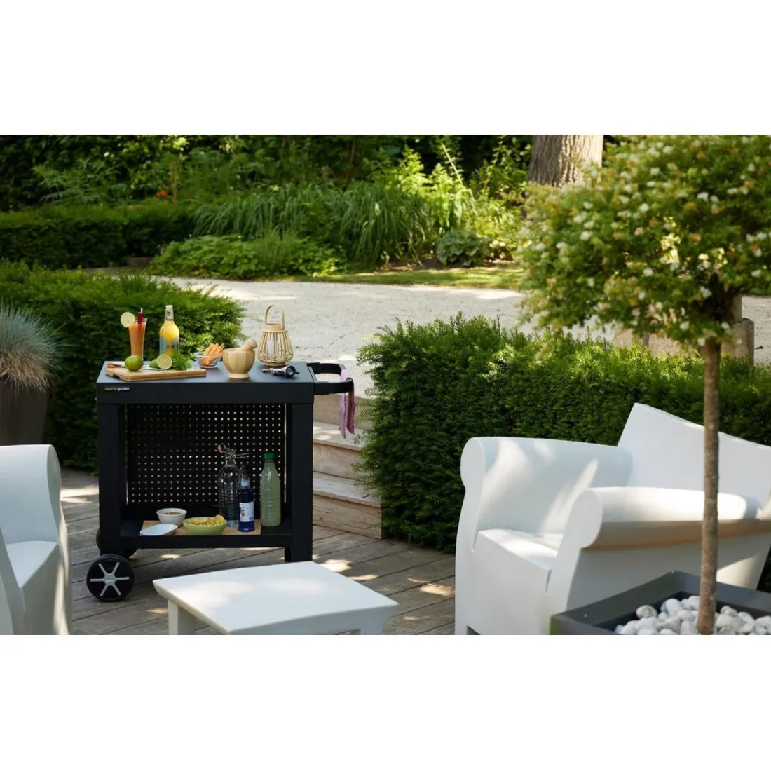 Pack Desserte de jardin REVA avec Housse Barbecue et Plancha Rectangulaire