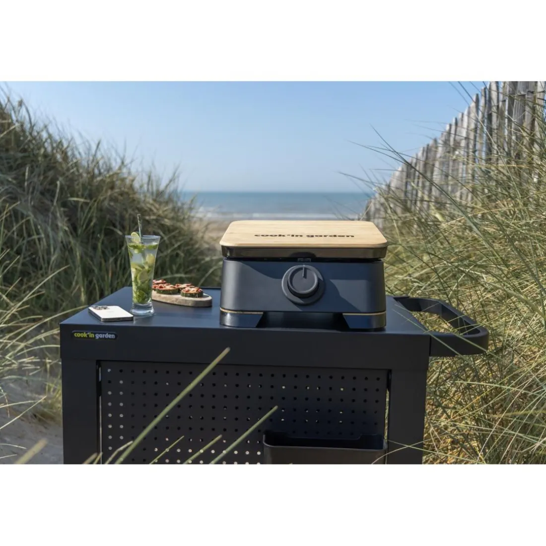 Pack Plancha électrique DUNE avec Housse pour barbecue et plancha, Kit pour cuisson plancha