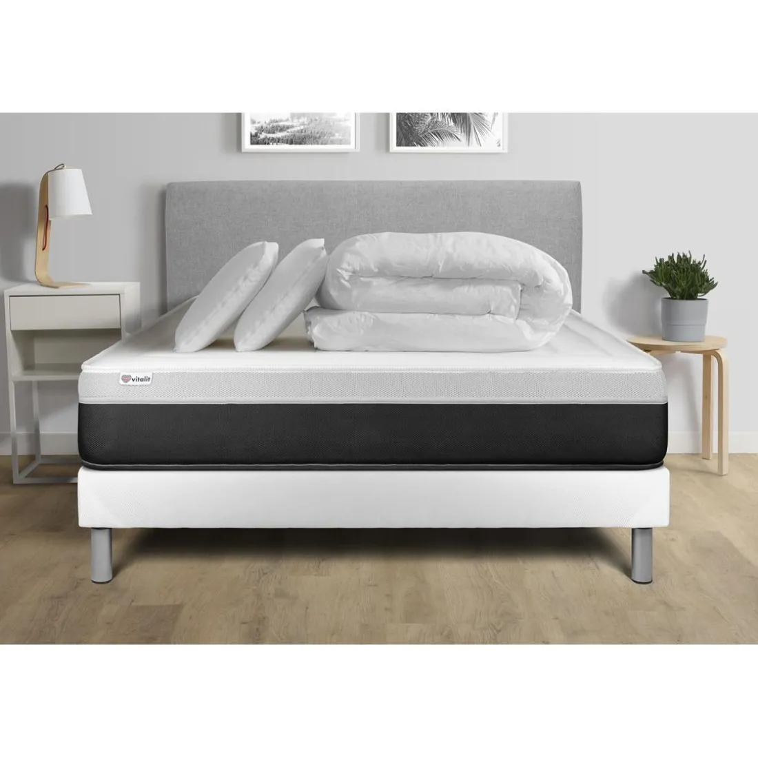 Pack prêt a dormir VITAL FORM sommier Kit blanc