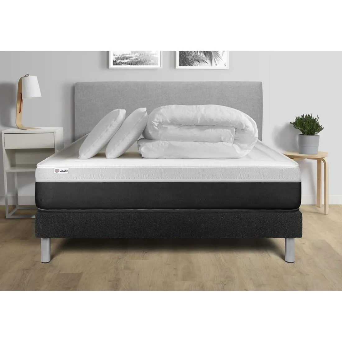 Pack prêt a dormir VITAL FORM sommier Kit noir