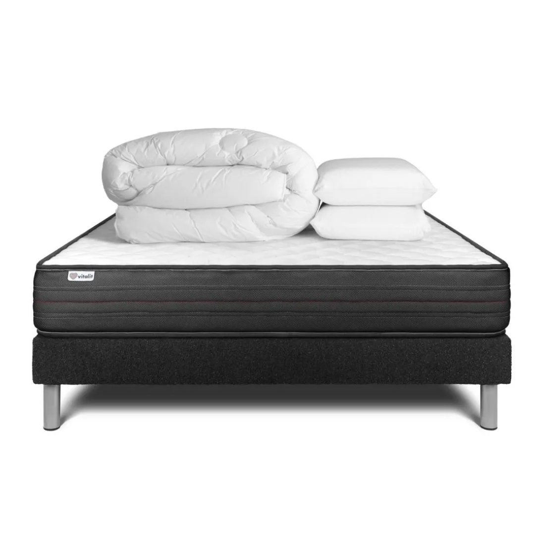 Pack prêt a dormir VITALPOWER sommier Kit noir