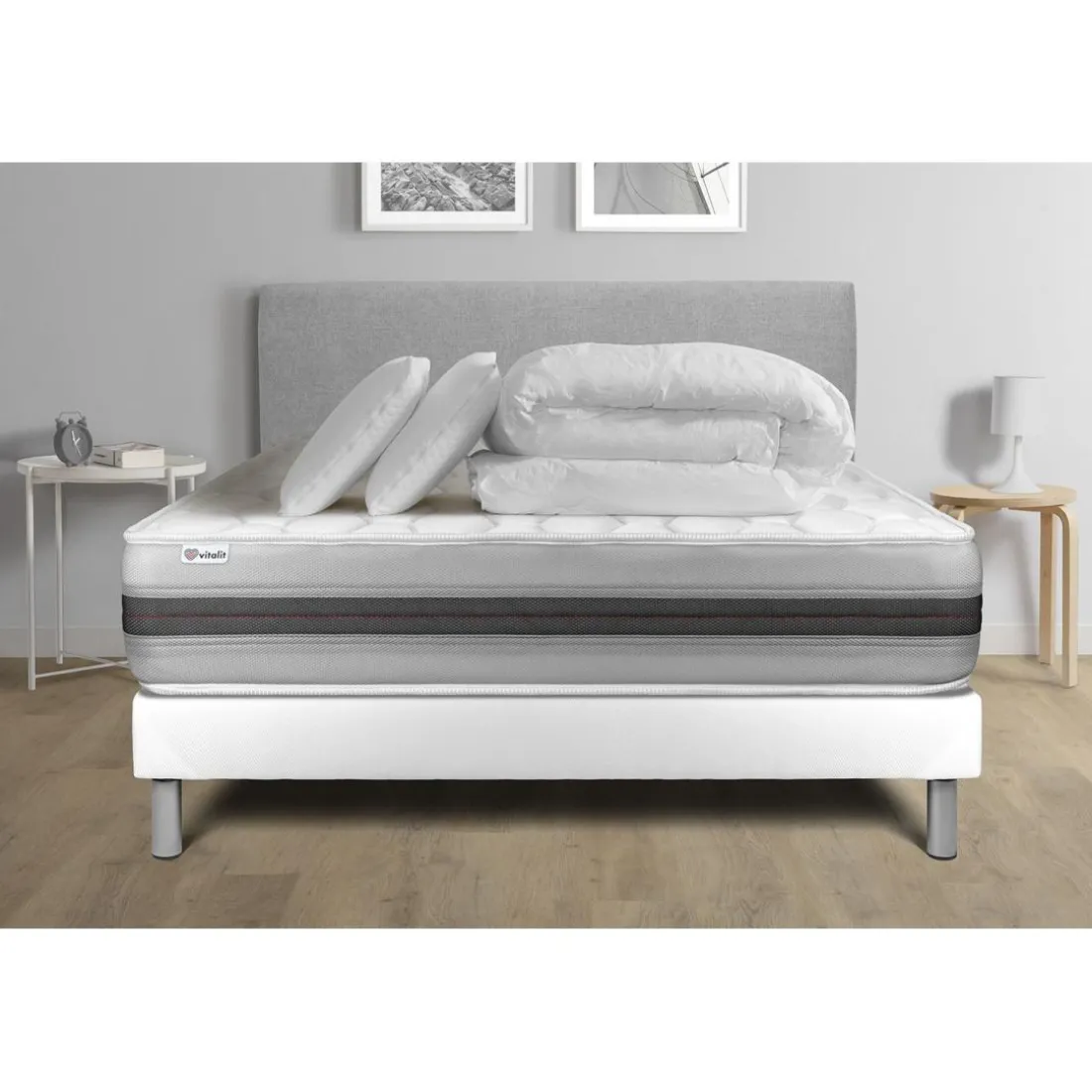Pack prêt a dormir VITALSPRING RECOVER sommier Kit blanc