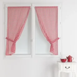 Paire De Vitrages Droits Carreaux Normand VICHY - Rouge