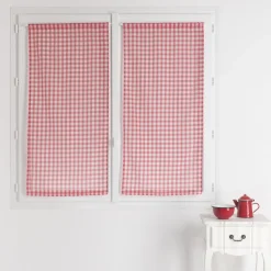 Paire De Vitrages Droits Carreaux Normand VICHY - Rouge