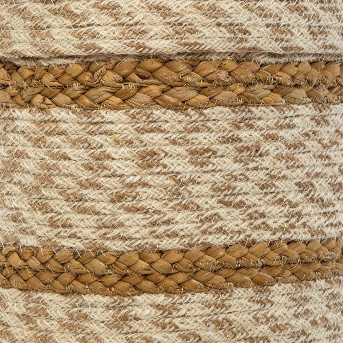 Paniers Jute Rayure Blanc x4