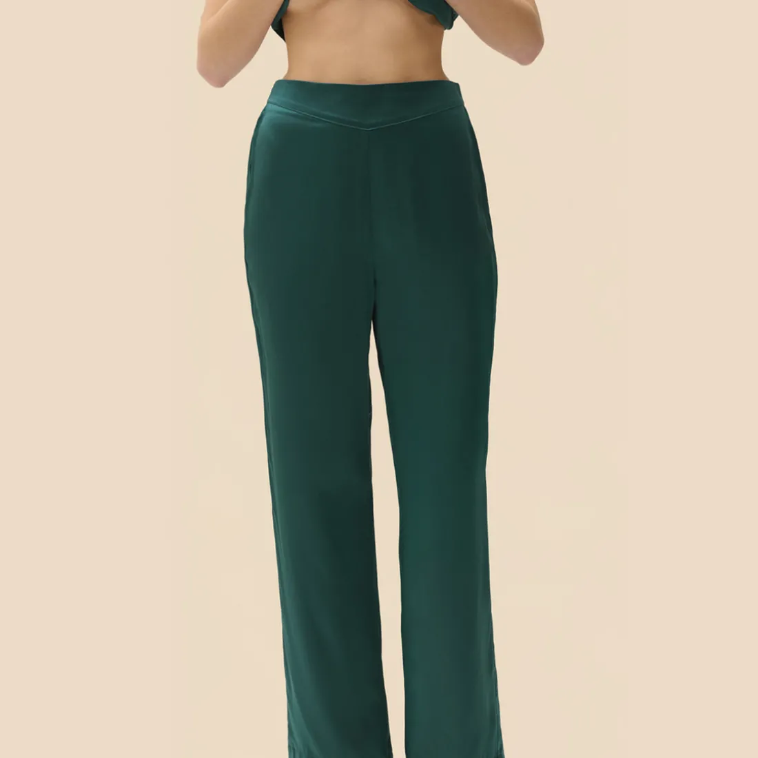 Pantalon - Emeraude vert en soie