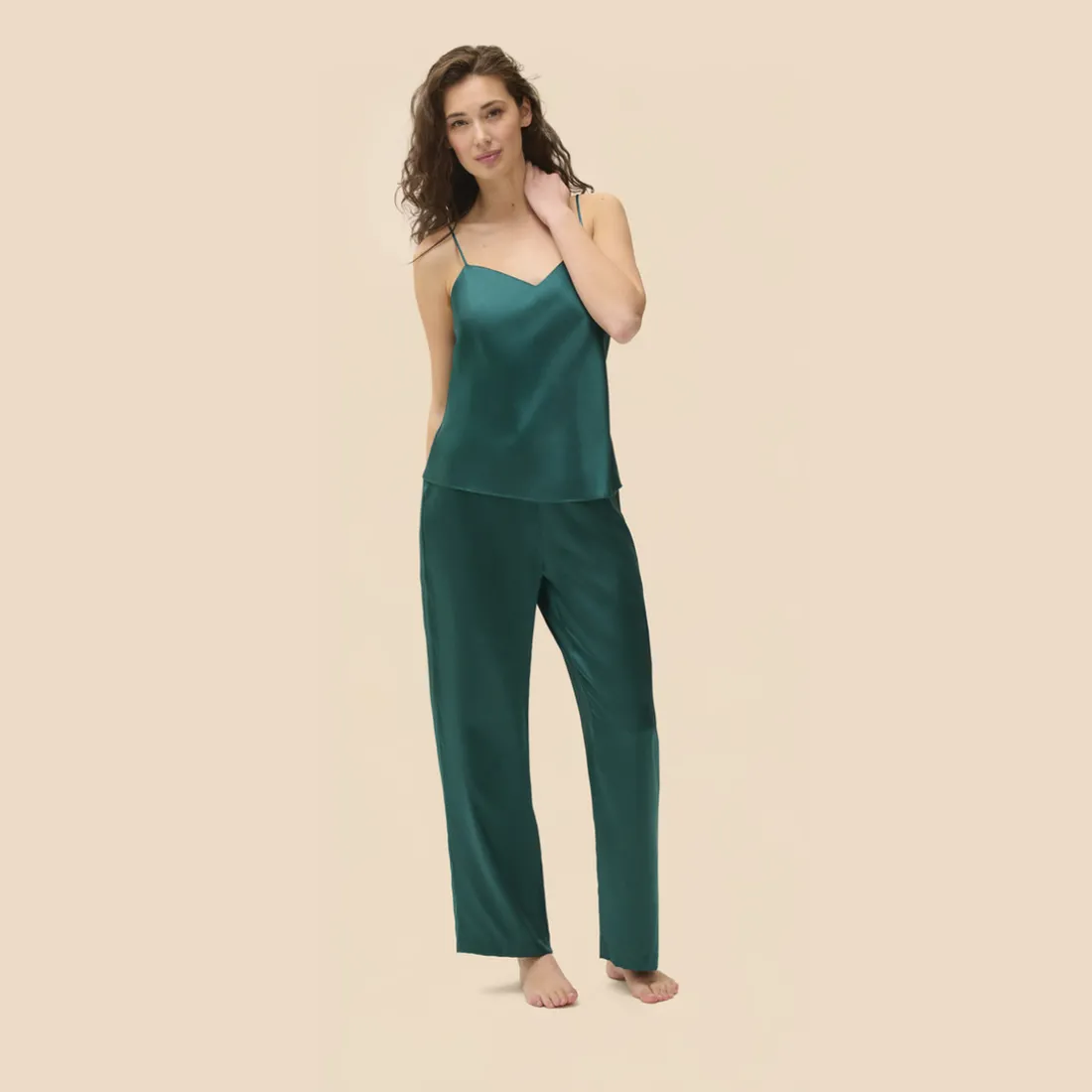 Pantalon - Emeraude vert en soie