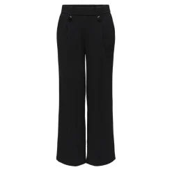 Pantalon à jambe large fermeture par bouton noir Nina