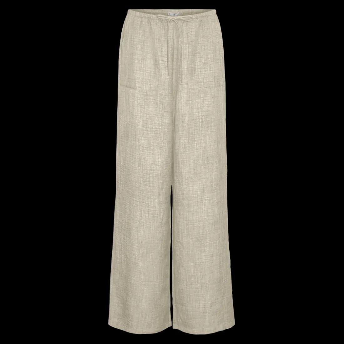 Pantalon à jambe large fermeture par cordon de serrage taille haute gris Meg