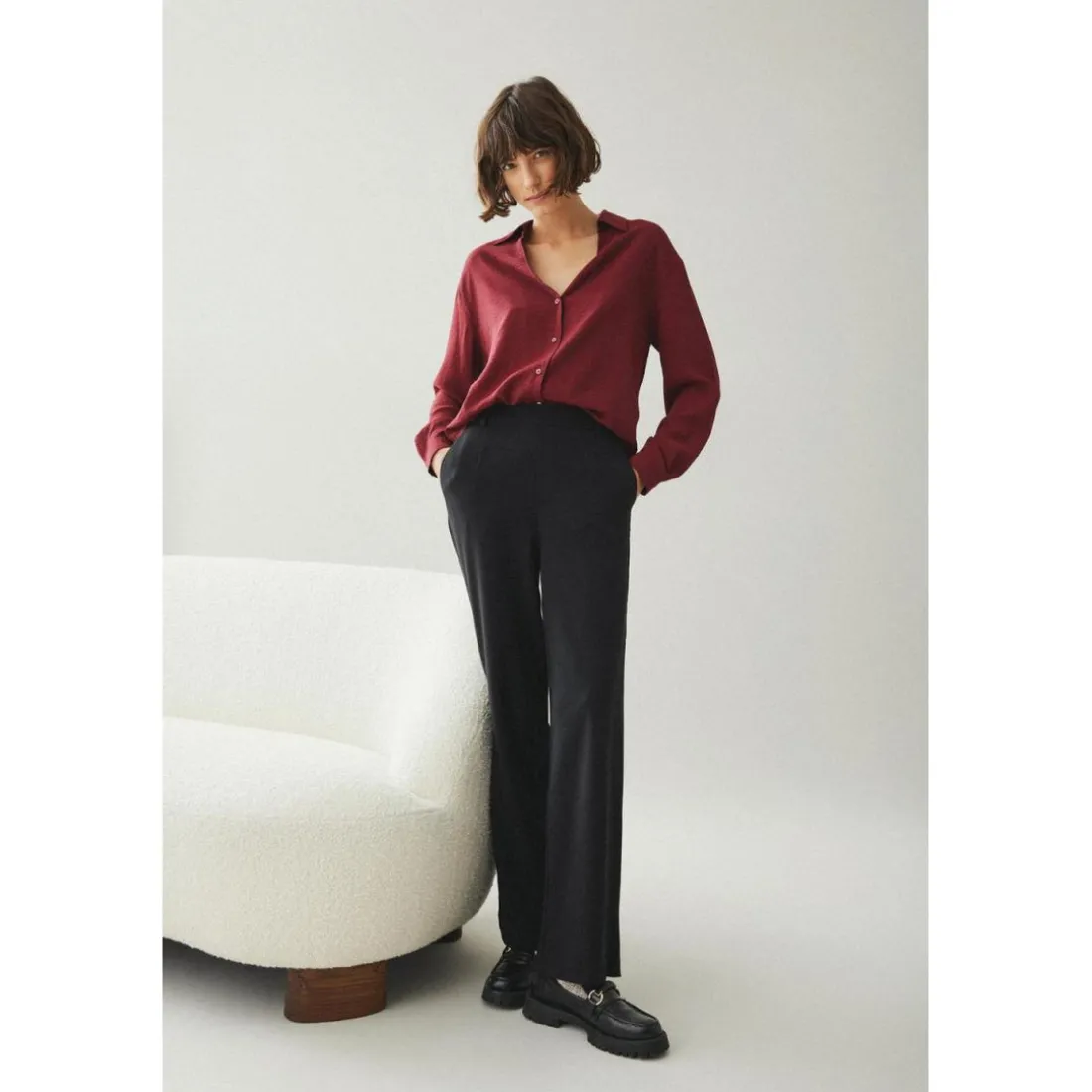 Pantalon à jambe large noir Quin