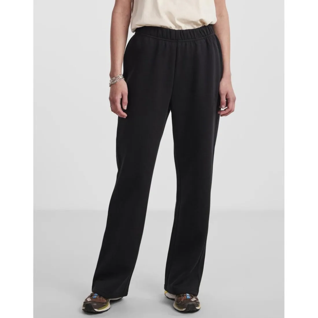 Pantalon à jambe large noir en coton