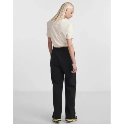 Pantalon à jambe large noir en coton