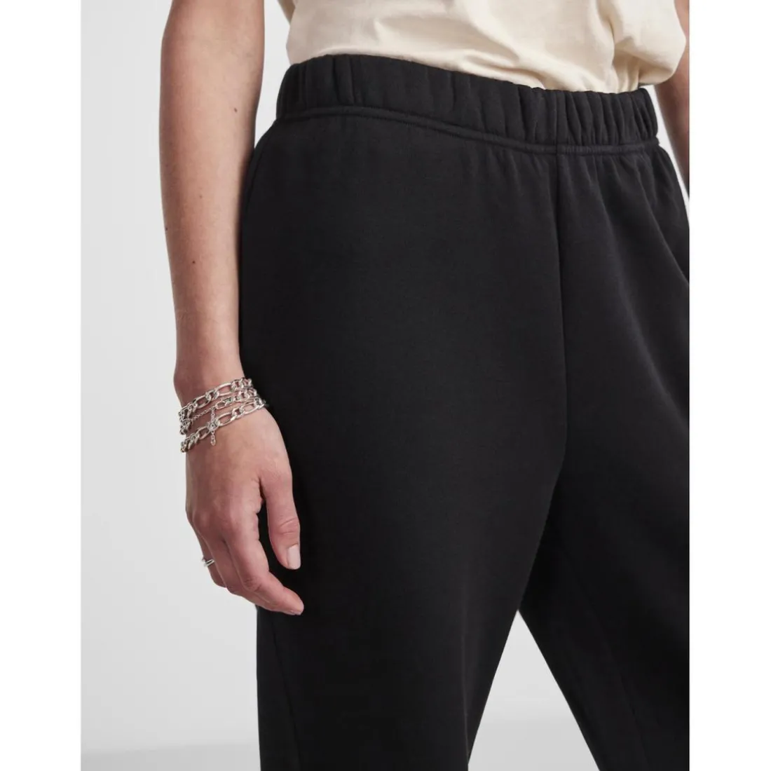 Pantalon à jambe large noir en coton