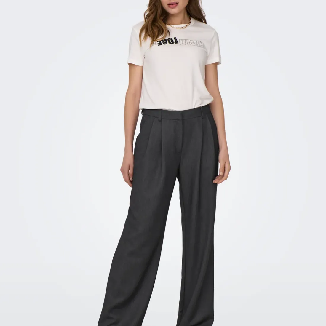 Pantalon à jambe large ONLHATTIE - Gris Noir Julia