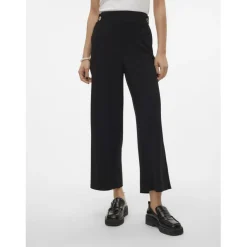 Pantalon à jambe large taille haute noir Noor