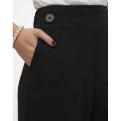 Pantalon à jambe large taille haute noir Noor