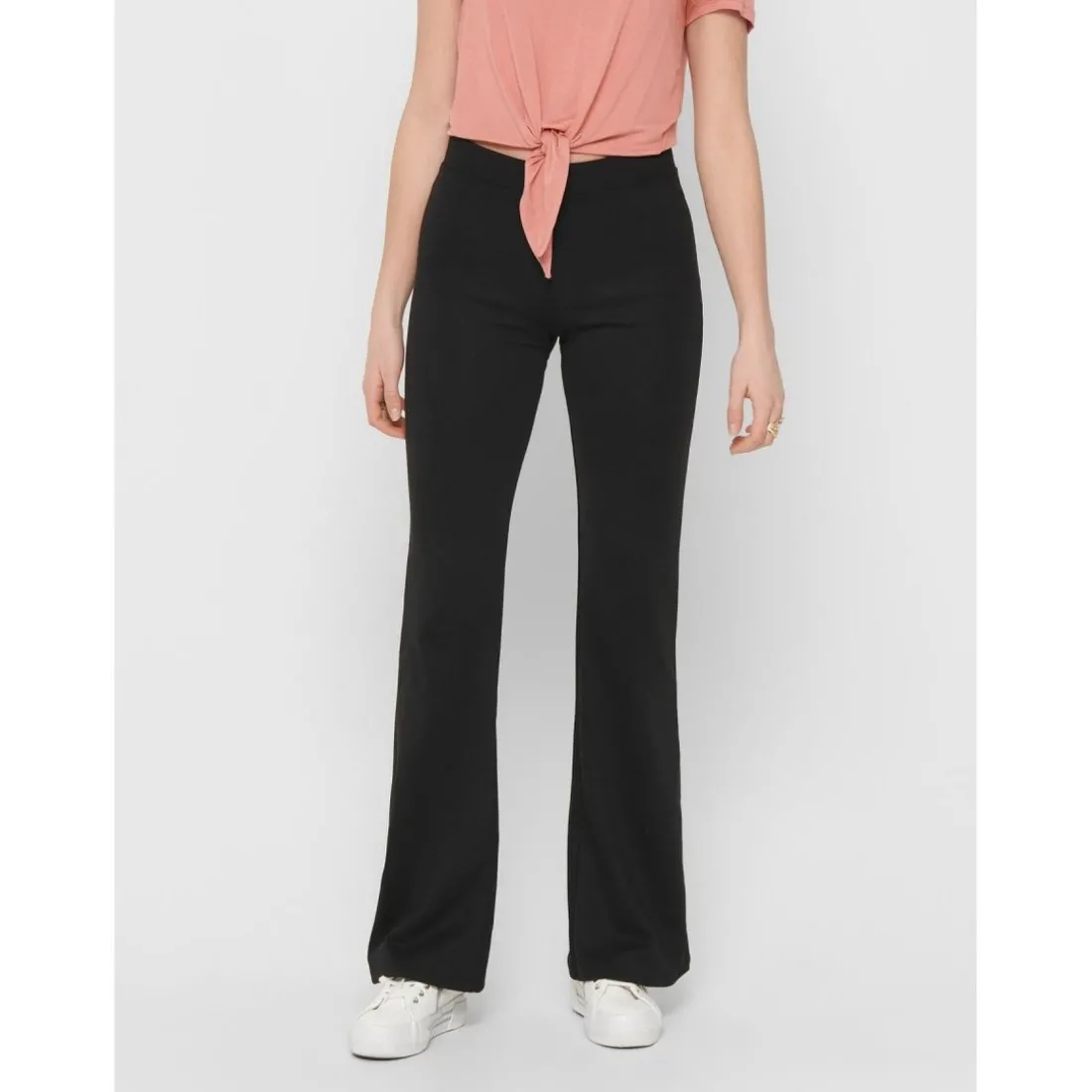 Pantalon à jambe large Taille élastiquée noir Lara