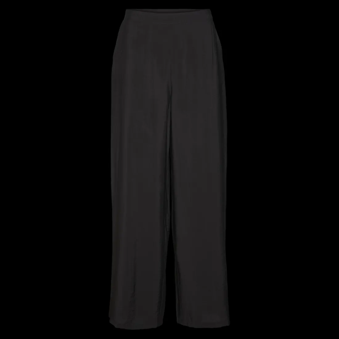 Pantalon à jambe large taille haute noir en viscose Elle