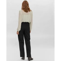 Pantalon à jambe large Wide Leg Fit Taille haute noir Dee