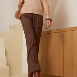 Pantalon à pinces évasé Gen choco rayures chocolat