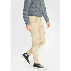 Pantalon Cargo Alban beige blanc en coton
