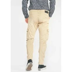 Pantalon Cargo Alban beige blanc en coton