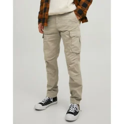 Pantalon cargo Carrot Fit Gris beige en coton