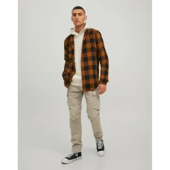 Pantalon cargo Carrot Fit Gris beige en coton