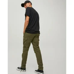 Pantalon cargo Carrot Fit Vert foncé en coton