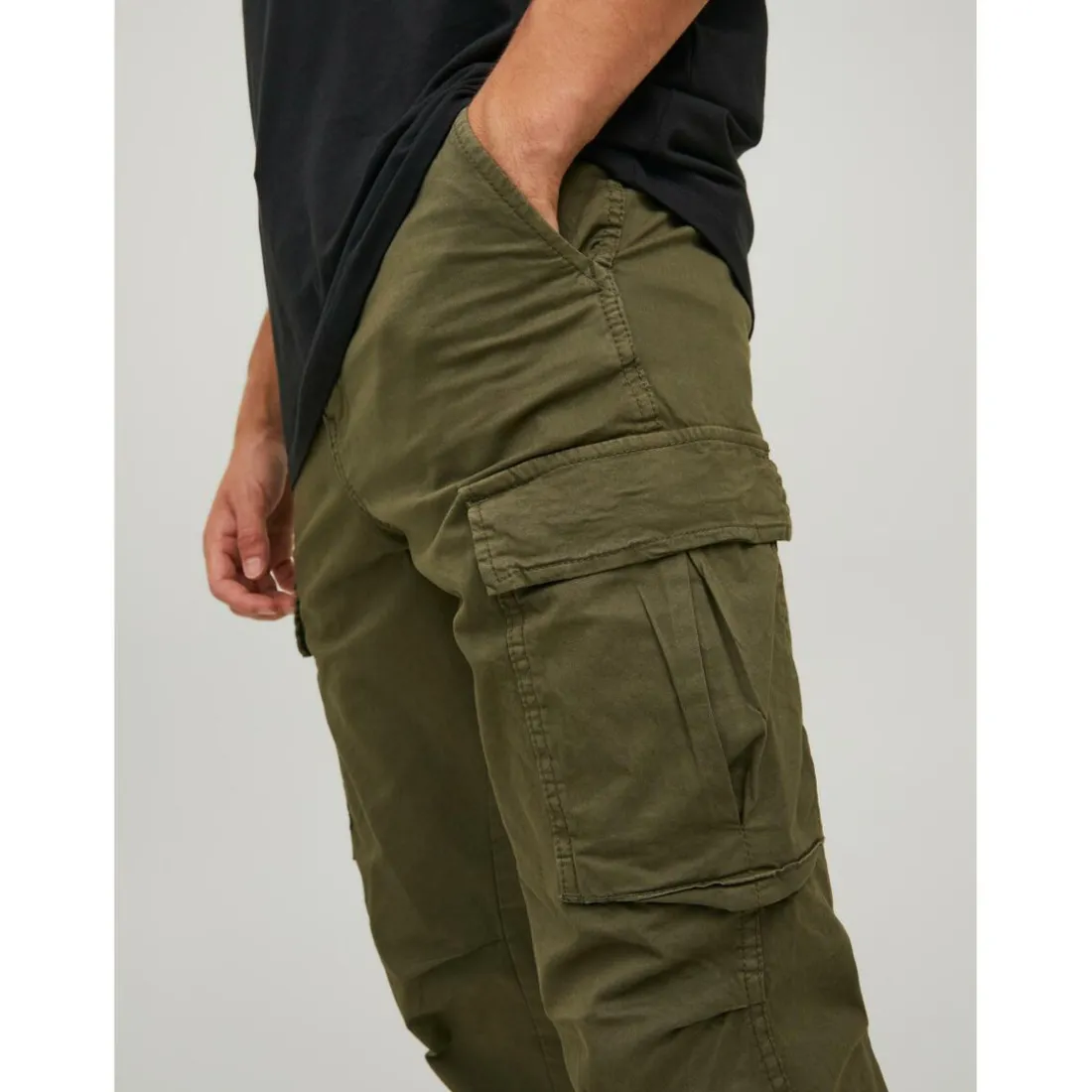 Pantalon cargo Carrot Fit Vert foncé en coton