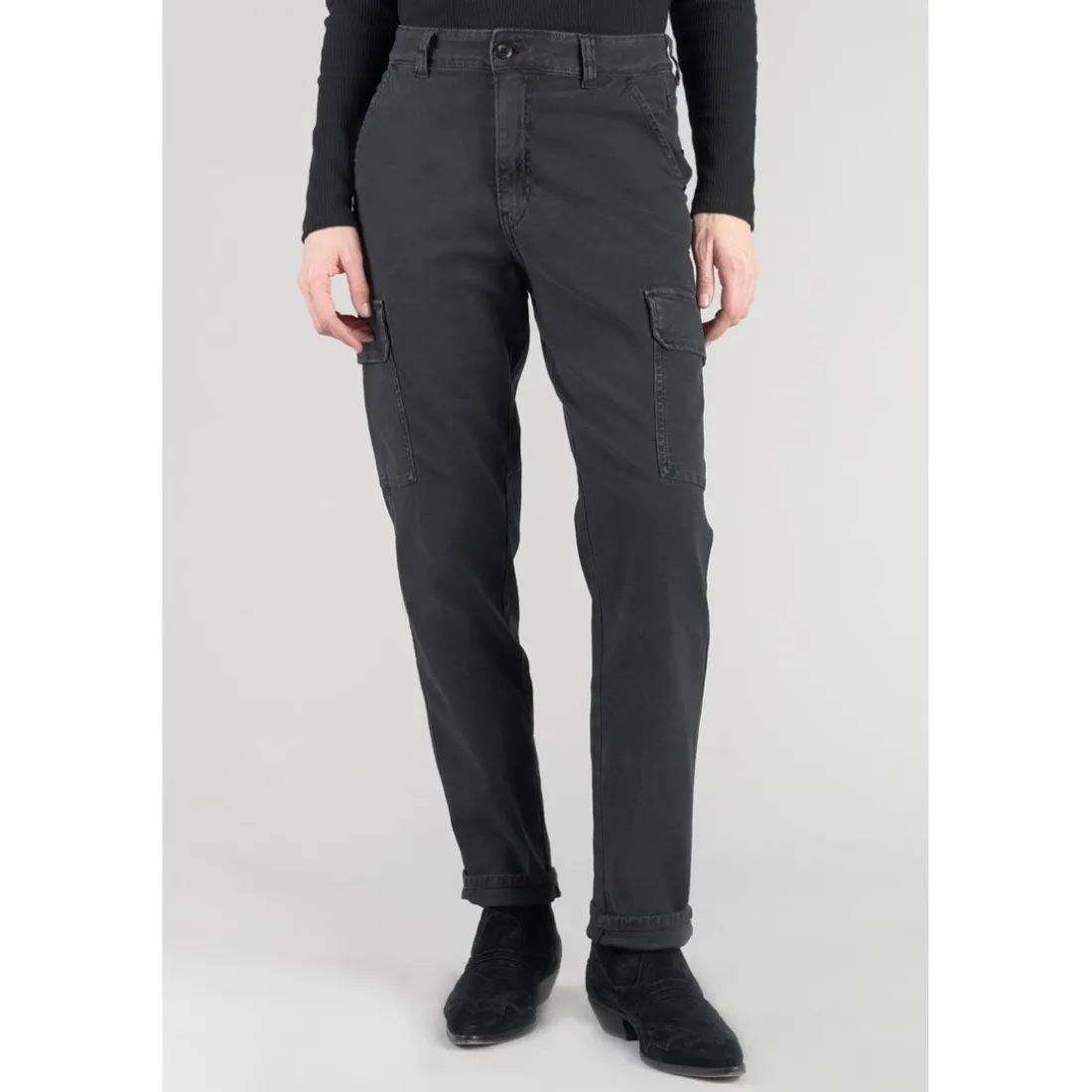 Pantalon cargo CASTELLA noir en coton