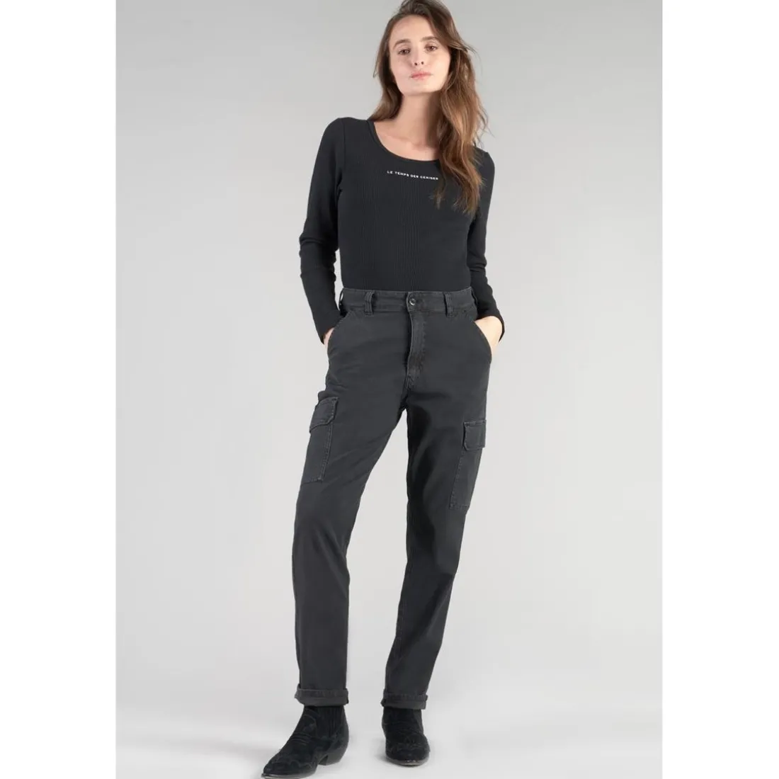 Pantalon cargo CASTELLA noir en coton